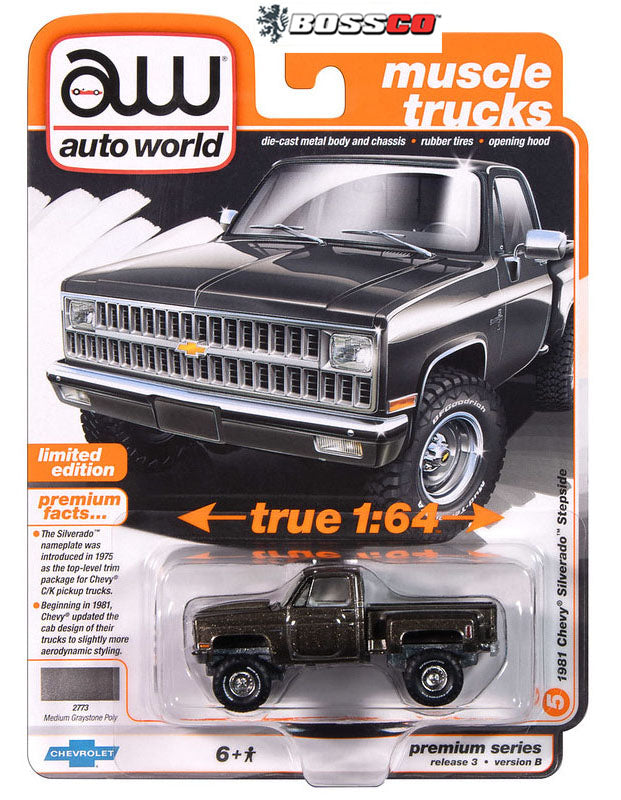 AUTO WORLD - 1981 CHEVROLET SILVERADO 10 4 x 4 "MEDIUM GRAYSTONE POLY"