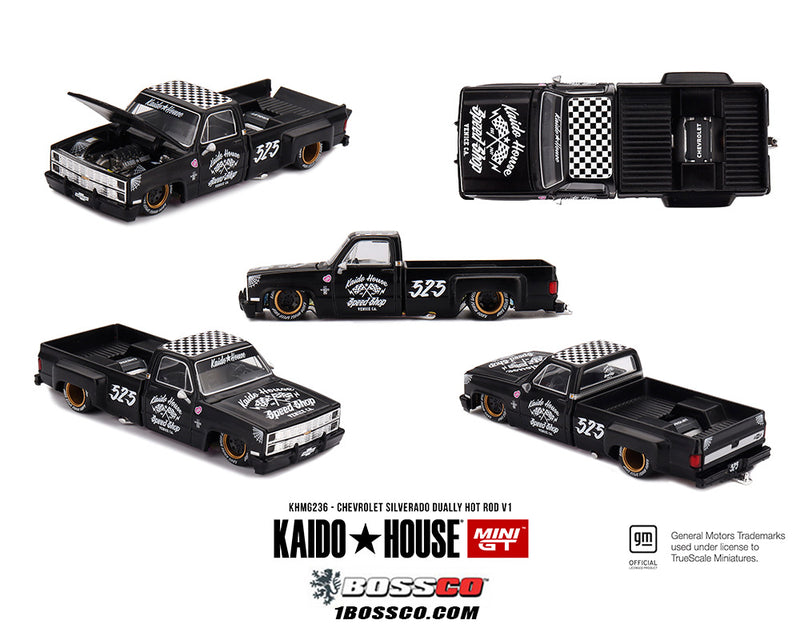 MINI GT KAIDO HOUSE CHEVROLET SILVERADO DUALLY V1 (FLAT BLACK) ***PRE ORDER