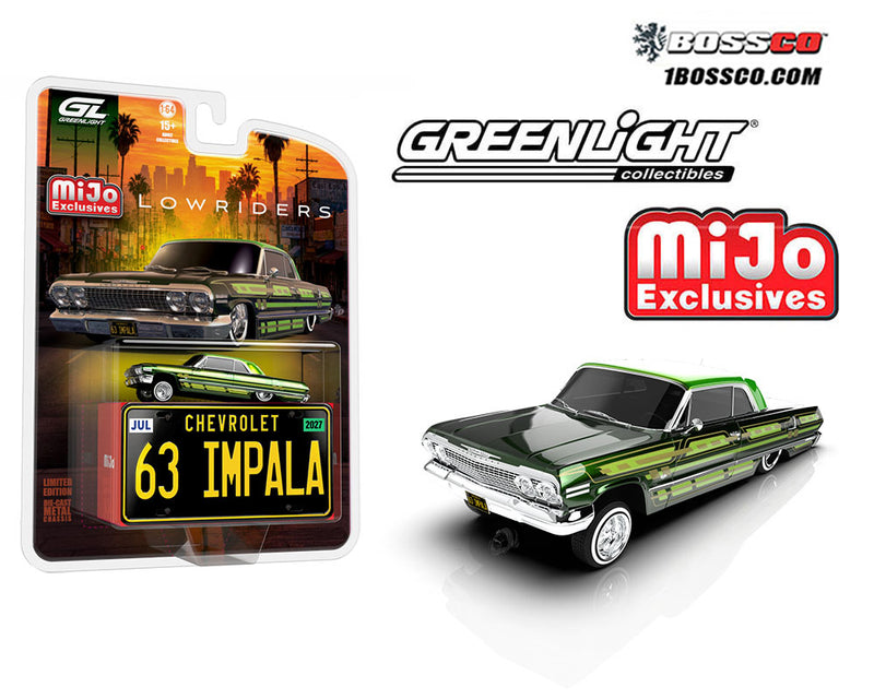 GREENLIGHT - '63 CHEVROLET IMPALA SS W/MINI METAL LICENSE PLATE "GREEN" ***PRE ORDER