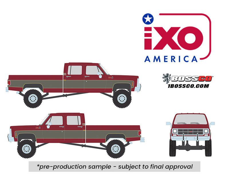 IXO '77 GMC SIERRA GRANDE K2500 CREW CAB "DARK RED METALLIC" ***PRE ORDER