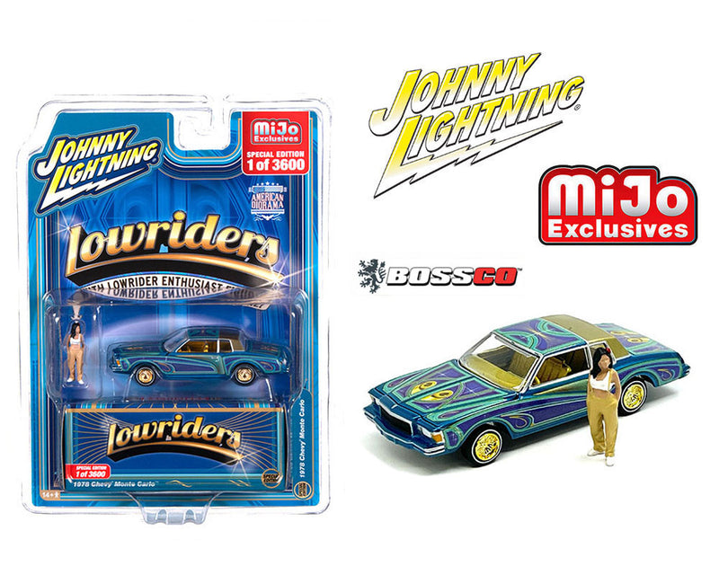 JOHNNY LIGHTNING - '78 CHEVROLET MONTE CARLO LOWRIDER "TURQUOISE" ***PRE ORDER