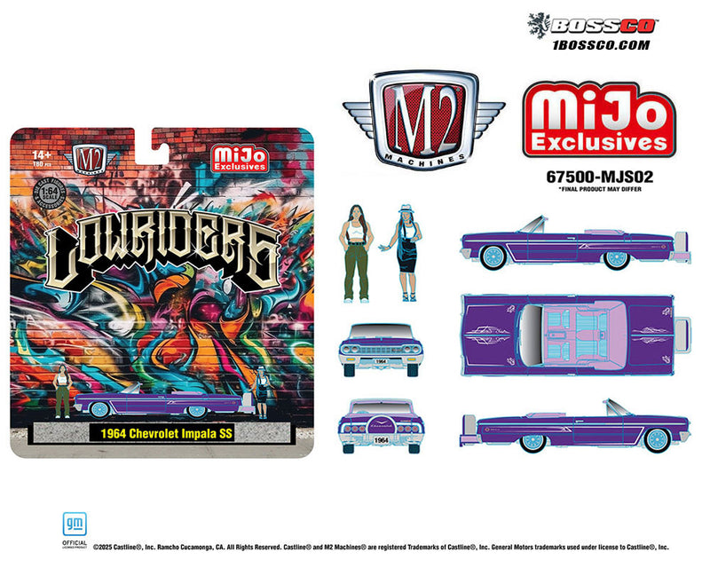M2 '64 CHEVROLET IMPALA SS CONVERTIBLE LOWRIDER "PURPLE" W/FIGURES ***PRE ORDER
