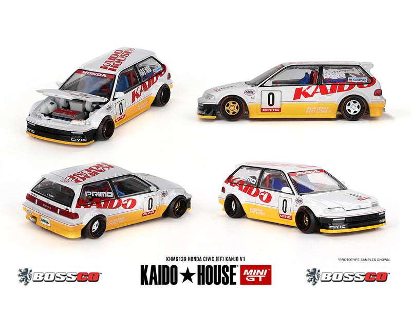 MINI GT KAIDO HOUSE HONDA CIVIC(EF) KANJO V1 "WHITE/YELLOW"