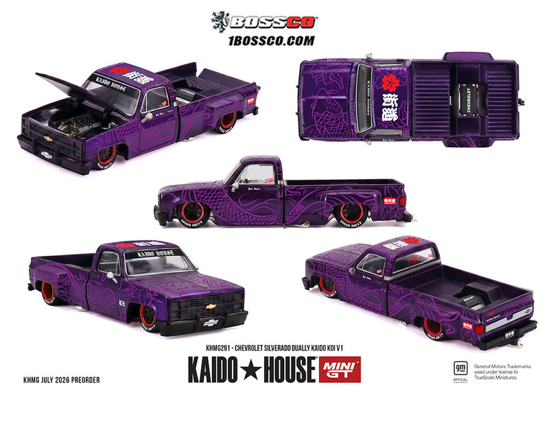 MINI GT KAIDO HOUSE CHEVROLET SILVERADO DUALLY KOI V1 (PURPLE) ***PRE ORDER