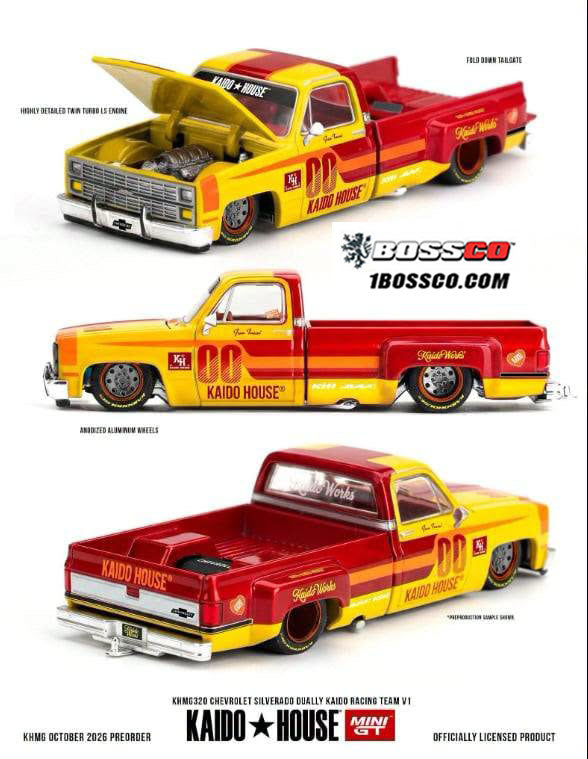MINI GT KAIDO HOUSE CHEVROLET SILVERADO DUALLY V1 (KAIDO RACE TEAM) ***PRE ORDER