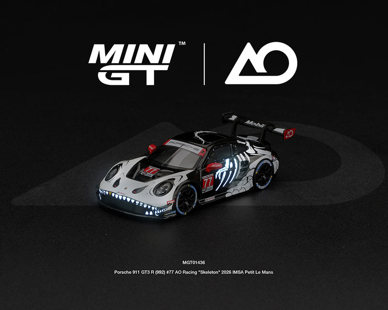 MINI GT - PORSCHE 911 GT3 R (992) #77 AO RACING 2026 IMSA "SKELETON ***PRE ORDER