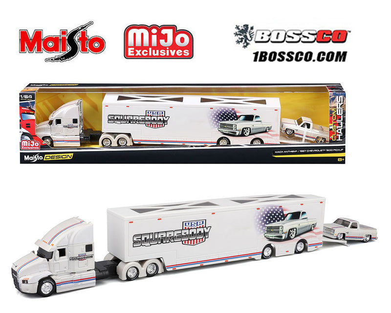 MAISTO MACK TRANSPORTER & '87 CHEVROLET 1500 SQUAREBODY USA ***PRE ORDER