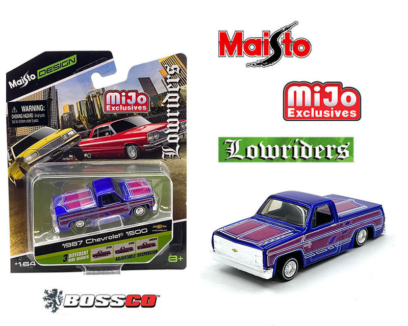 MAISTO 1/64 1987 CHEVROLET SILVERADO LOWRIDER "BLUE"