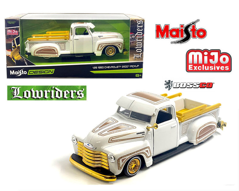 MAISTO 1/24 1950 CHEVROLET 3100 PICKUP LOWRIDER "PEARL WHITE"