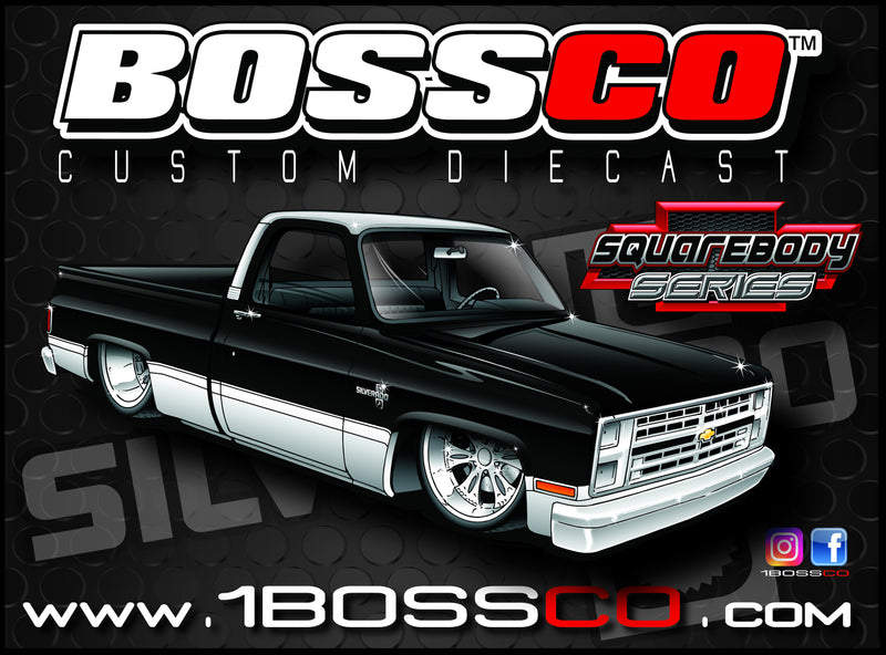 BOSSCO CHEVY TRUCK SQUAREBODY SERIES 24" x 18" x  BANNER "BLACK TRUCK"