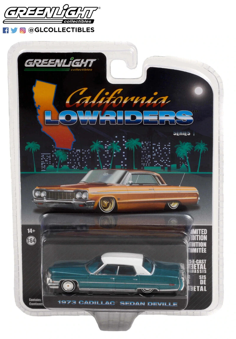 GREENLIGHT - '73 CADILLAC SEDAN DEVILLE LOWRIDER in TEAL