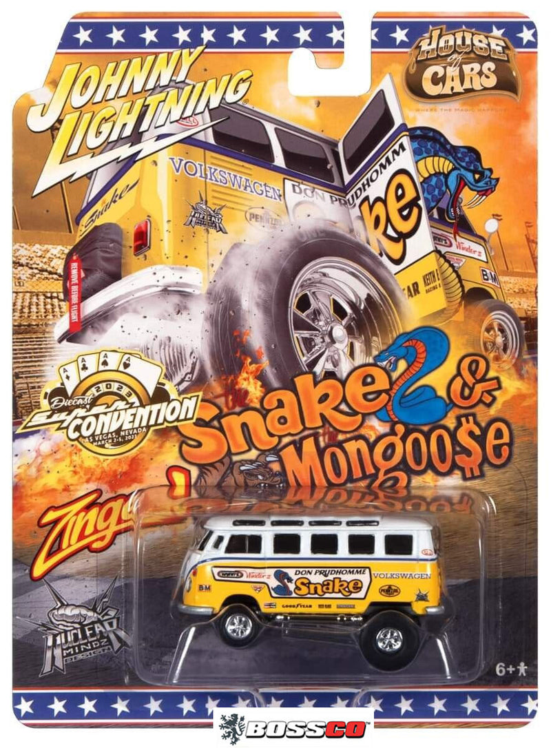 JOHNNY LIGHTNING - "2023 VEGAS" VW DRAG BUS ZINGER "SNAKE