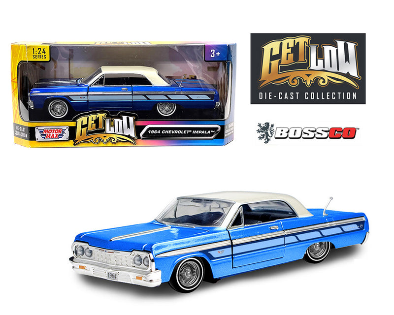 MOTOR MAX 1/24 1964 CHEVROLET IMPALA SS LOWRIDER "CANDY BLUE"