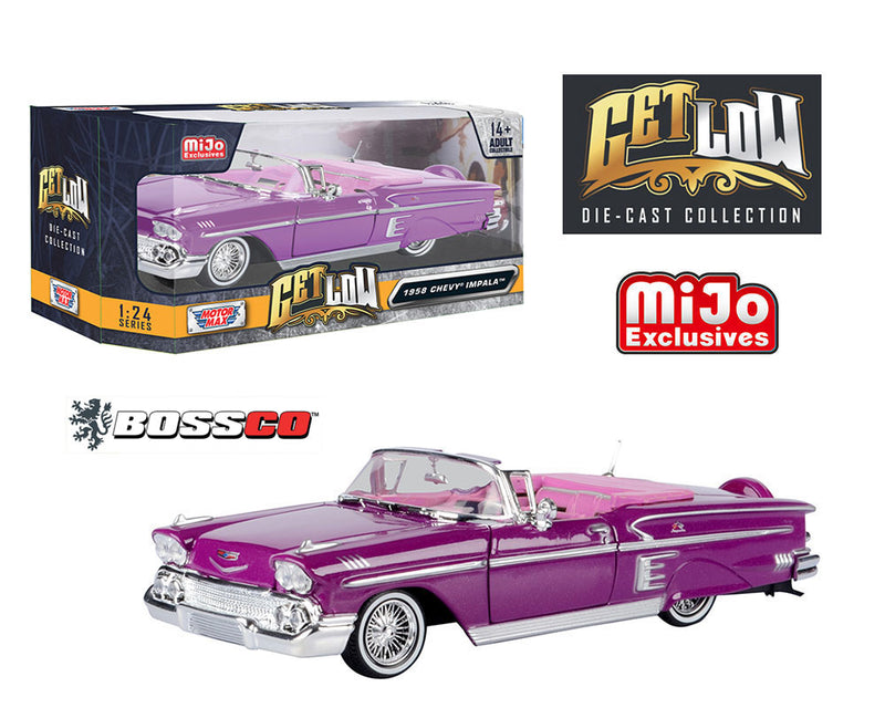 MOTOR MAX 1/24 1958 CHEVROLET IMPALA LOWRIDER "PURPLE"