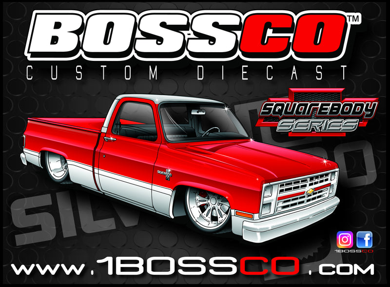 BOSSCO CHEVY TRUCK SQUAREBODY SERIES 24" x 18" x  BANNER "RED TRUCK"