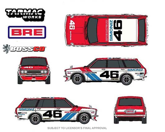 TARMAC -  1/64 DATSUN BLUEBIRD 510 WAGON "BRE" #46
